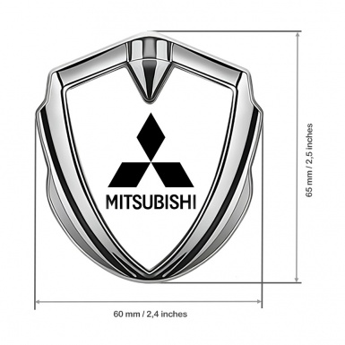 Mitsubishi Emblem Trunk Badge Silver White Pearl Base Black Edition