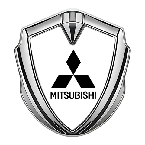 Mitsubishi Emblem Trunk Badge Silver White Pearl Base Black Edition