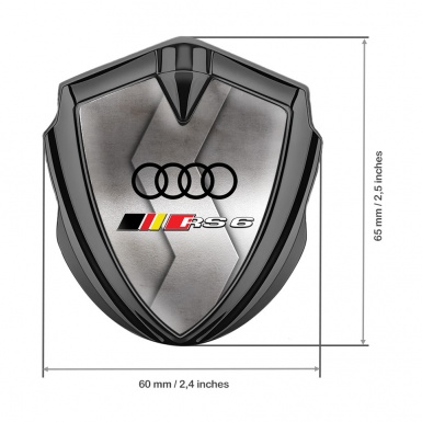 Audi RS6 Bodyside Emblem Badge Graphite Polished Curved Metal Edition