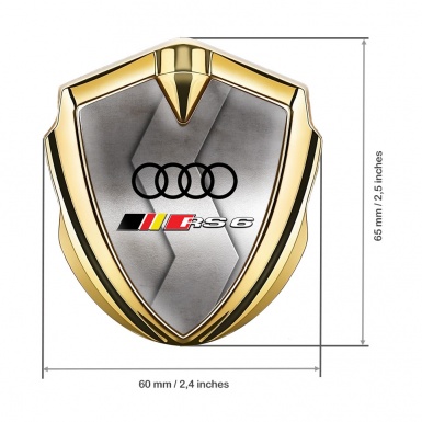 Audi RS6 Bodyside Emblem Badge Gold Polished Curved Metal Edition