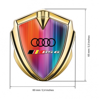 Audi RS6 Emblem Car Badge Gold Color Gradient Base Black Rings