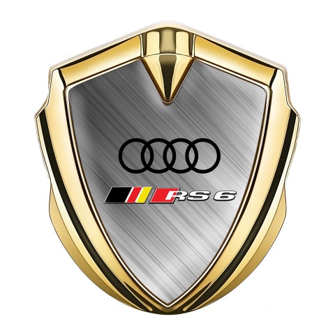 Audi RS6 Bodyside Domed Emblem Gold Brushed Aluminum Edition