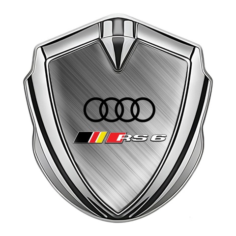 Audi RS6 Bodyside Domed Emblem Silver Brushed Aluminum Edition