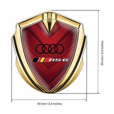 Audi RS6 Bodyside Emblem Self Adhesive Gold Red Elements Edition