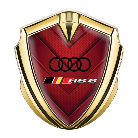 Audi RS6 Bodyside Emblem Self Adhesive Gold Red Elements Edition