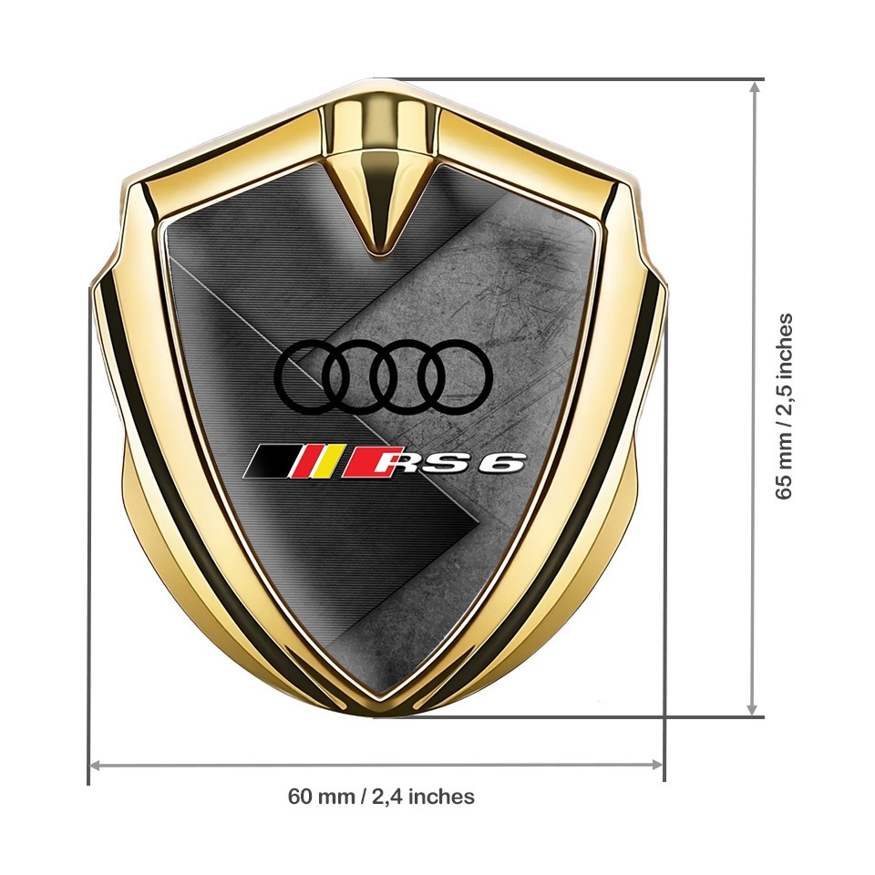 Audi RS6 Emblem Aufkleber Autozubehor Goldtonfarbe mit Zerkratzte ...