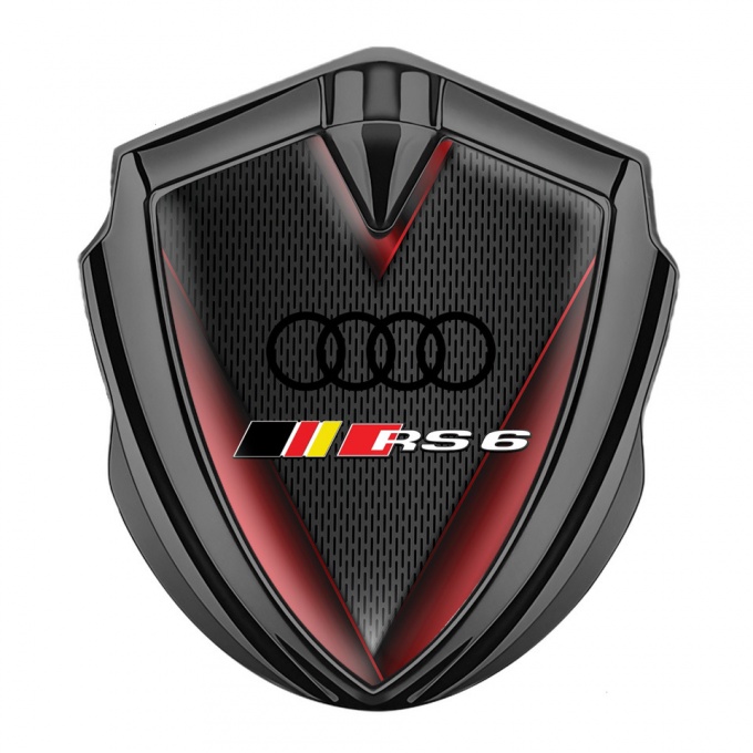 Audi RS6 Bodyside Badge Self Adhesive Graphite Dark Mesh Red Fragments
