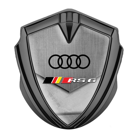 Audi RS6 Emblem Badge Self Adhesive Graphite Stone Pattern Classic Logo