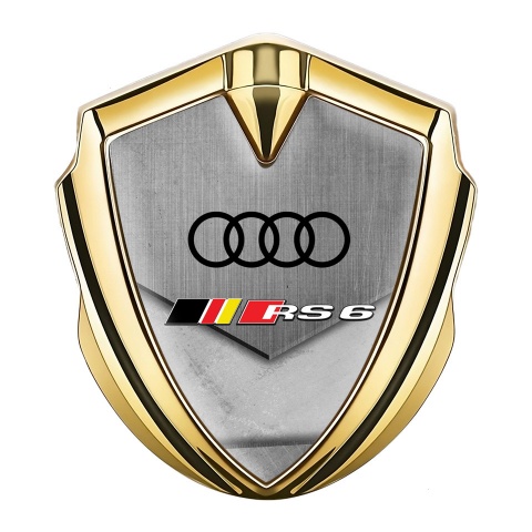 Audi RS6 Emblem Badge Self Adhesive Gold Stone Pattern Classic Logo