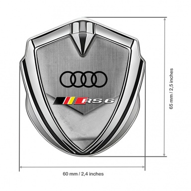 Audi RS6 Emblem Badge Self Adhesive Silver Stone Pattern Classic Logo