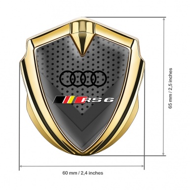 Audi RS6 Emblem Fender Badge Gold Industrial Mesh Black Edition