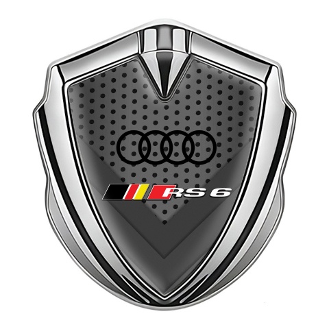 Audi RS6 Emblem Fender Badge Silver Industrial Mesh Black Edition