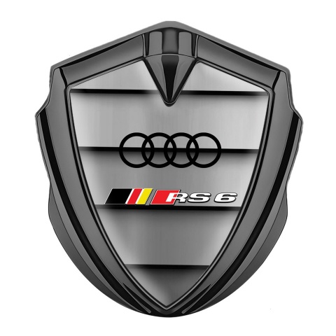 Audi RS6 Fender Emblem Badge Graphite Shutter Style Black Logo Design
