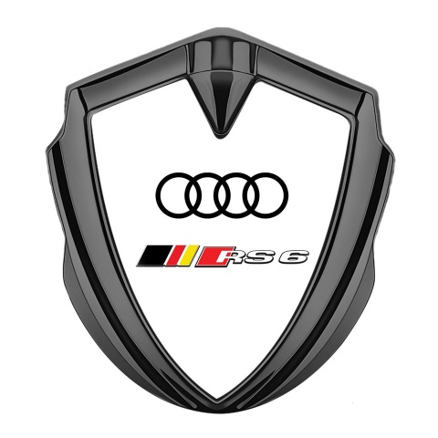 Audi RS6 Emblem Trunk Badge Graphite White Pearl Base Sport Logo Design