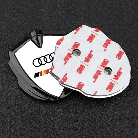 Audi RS6 Emblem Trunk Badge Graphite White Pearl Base Sport Logo Design