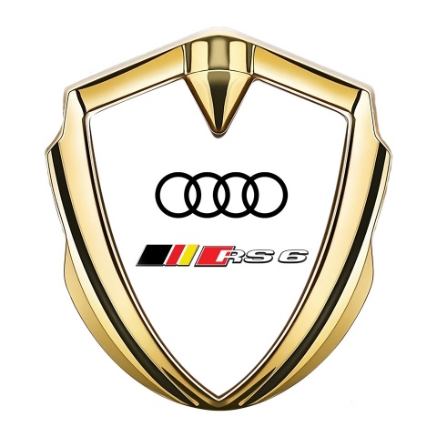 Audi RS6 Emblem Trunk Badge Gold White Pearl Base Sport Logo Design