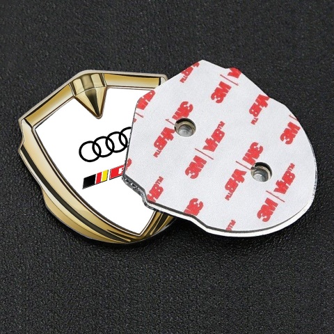 Audi RS6 Emblem Trunk Badge Gold White Pearl Base Sport Logo Design