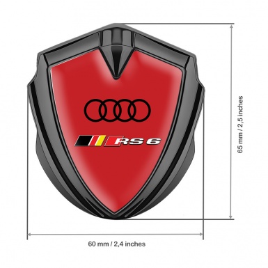 Audi RS6 Emblem Self Adhesive Graphite Red Background Sport Motif