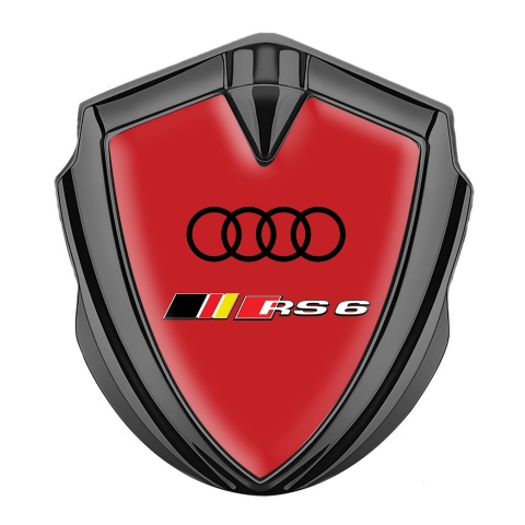 Audi RS6 Emblem Self Adhesive Graphite Red Background Sport Motif