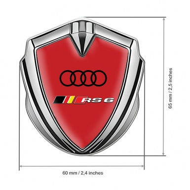 Audi RS6 Emblem Self Adhesive Silver Red Background Sport Motif