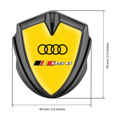 Audi RS6 Bodyside Emblem Badge Graphite Yellow Fill Rennsport Edition