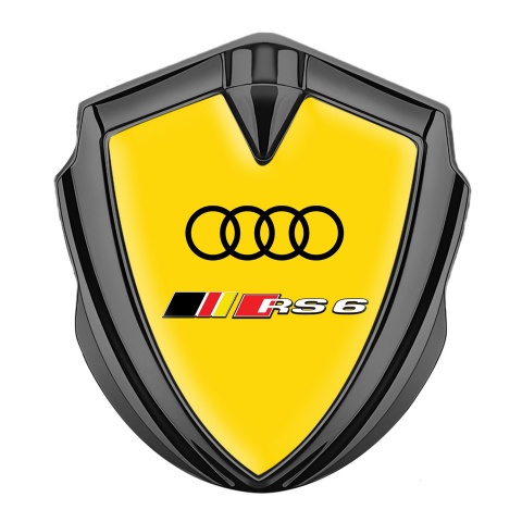 Audi RS6 Bodyside Emblem Badge Graphite Yellow Fill Rennsport Edition