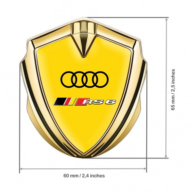 Audi RS6 Bodyside Emblem Badge Gold Yellow Fill Rennsport Edition