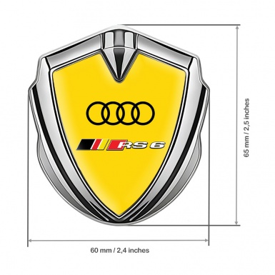 Audi RS6 Bodyside Emblem Badge Silver Yellow Fill Rennsport Edition