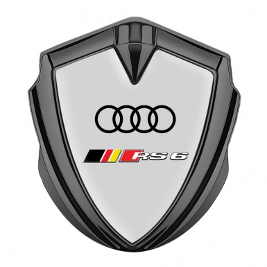 Audi RS6 Emblem Car Badge Graphite Moon Grey Fill Racing Sport Design