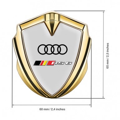 Audi RS6 Emblem Car Badge Gold Moon Grey Fill Racing Sport Design