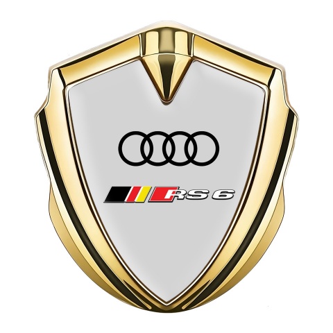 Audi RS6 Emblem Car Badge Gold Moon Grey Fill Racing Sport Design