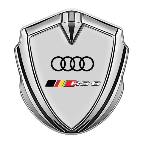 Audi RS6 Emblem Car Badge Silver Moon Grey Fill Racing Sport Design