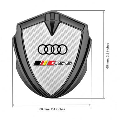 Audi RS6 Bodyside Domed Emblem Graphite White Carbon Black Rings Motif