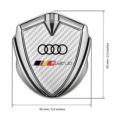Audi RS6 Bodyside Domed Emblem Silver White Carbon Black Rings Motif