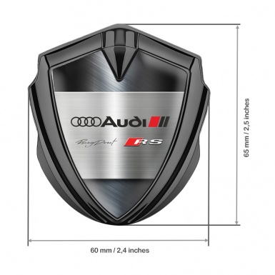 Audi RS Metal 3D Domed Emblem Graphite Polished Metal Effect