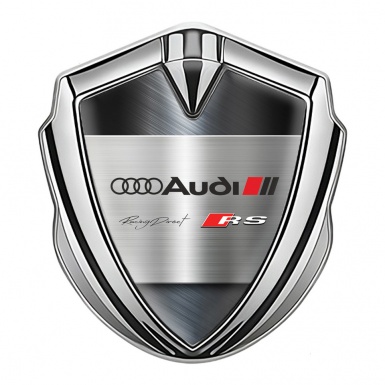 Audi RS Metal 3D Domed Emblem Silver Polished Metal Effect