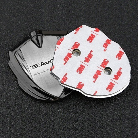 Audi RS Bodyside Badge Self Adhesive Graphite Steel Mesh Racing Direct