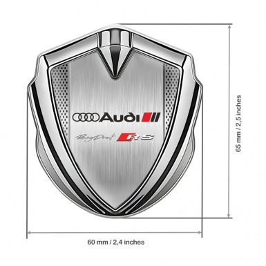 Audi RS Bodyside Badge Self Adhesive Silver Steel Mesh Racing Direct