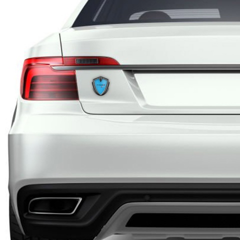 Audi RS Emblem Badge Self Adhesive Graphite Sky Blue Base Sport Logo