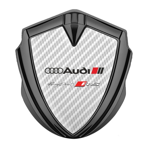 Audi RS Emblem Fender Badge Graphite White Carbon Base Racing Sport