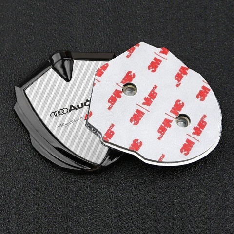 Audi RS Emblem Fender Badge Graphite White Carbon Base Racing Sport