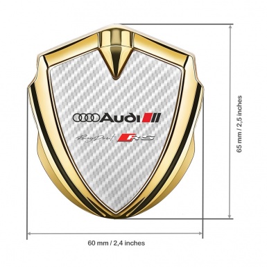 Audi RS Emblem Fender Badge Gold White Carbon Base Racing Sport