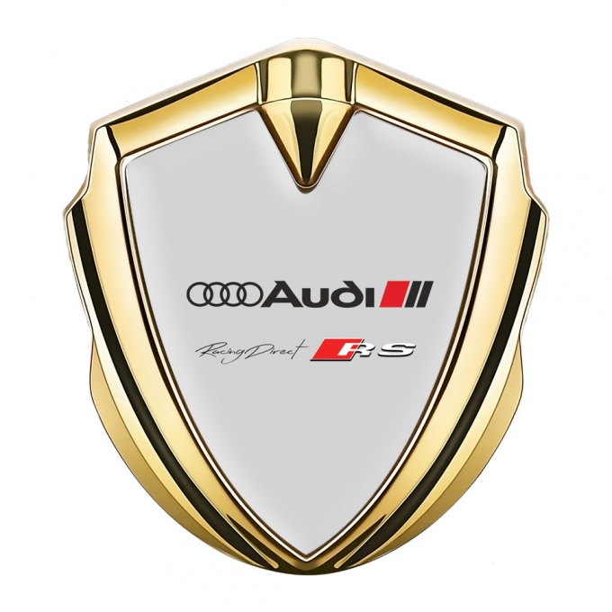 Audi RS Fender Emblem Badge Gold Grey Background Rennsport