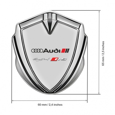 Audi RS Fender Emblem Badge Silver Grey Background Rennsport