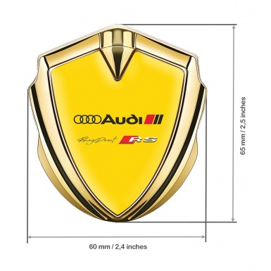 Audi RS Emblem Trunk Badge Gold Yellow Fill Classic Logo Design