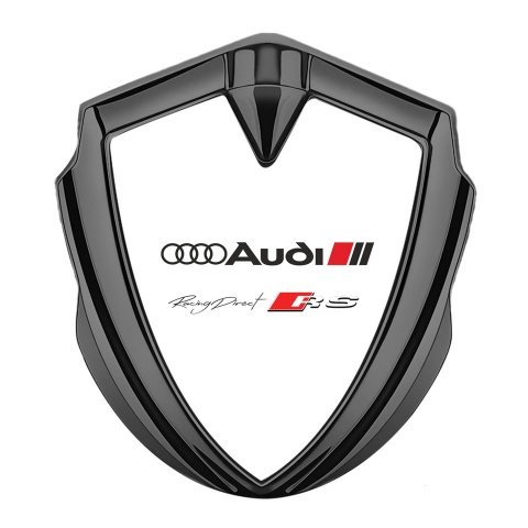 Audi RS Emblem Self Adhesive Graphite White Base Classic Logo Edition