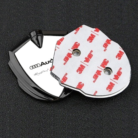 Audi RS Emblem Self Adhesive Graphite White Base Classic Logo Edition