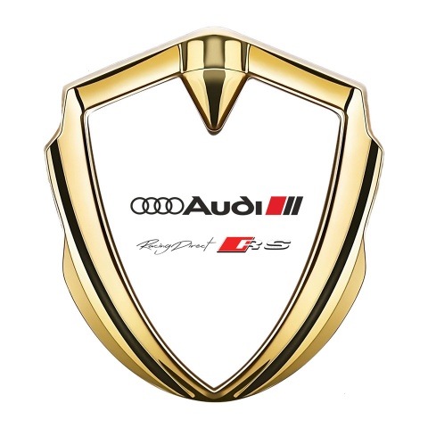 Audi RS Emblem Self Adhesive Gold White Base Classic Logo Edition
