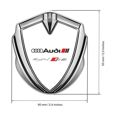 Audi RS Emblem Self Adhesive Silver White Base Classic Logo Edition