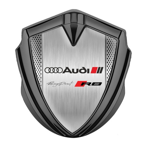 Audi R8 Bodyside Emblem Badge Graphite Steel Panel Racing Direct